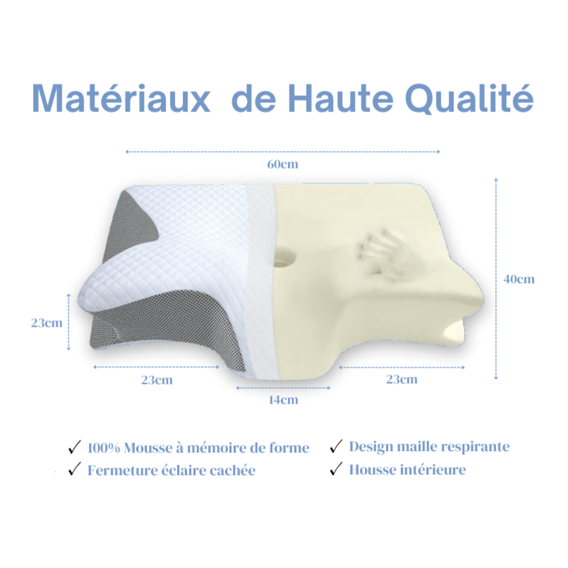 Oreiller Cervical Ergonomique 2-en-1 - Confort & Soutien Orthopédique Premium