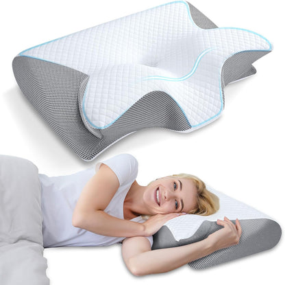 Oreiller Cervical Ergonomique 2-en-1 - Confort & Soutien Orthopédique Premium